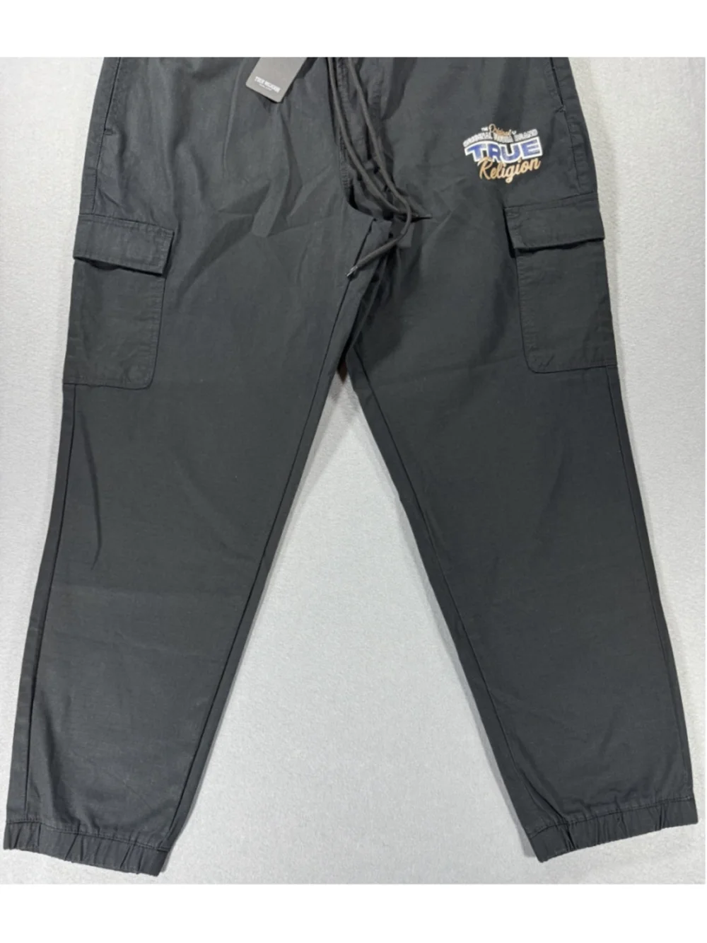 True Religion Jet Black Ripstop Jogger XL with Hook and Loop Pockets